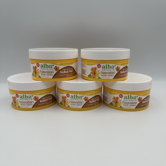 (5) Alba Botanica Hawaiian Body Cream Moisturizing Kukui Nut 6.5 Oz Each